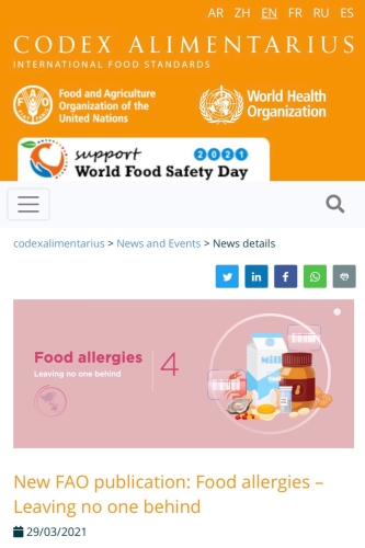 FAO ban hành cuốn cẩm nang: Chất gây dị ứng trong thực phẩm